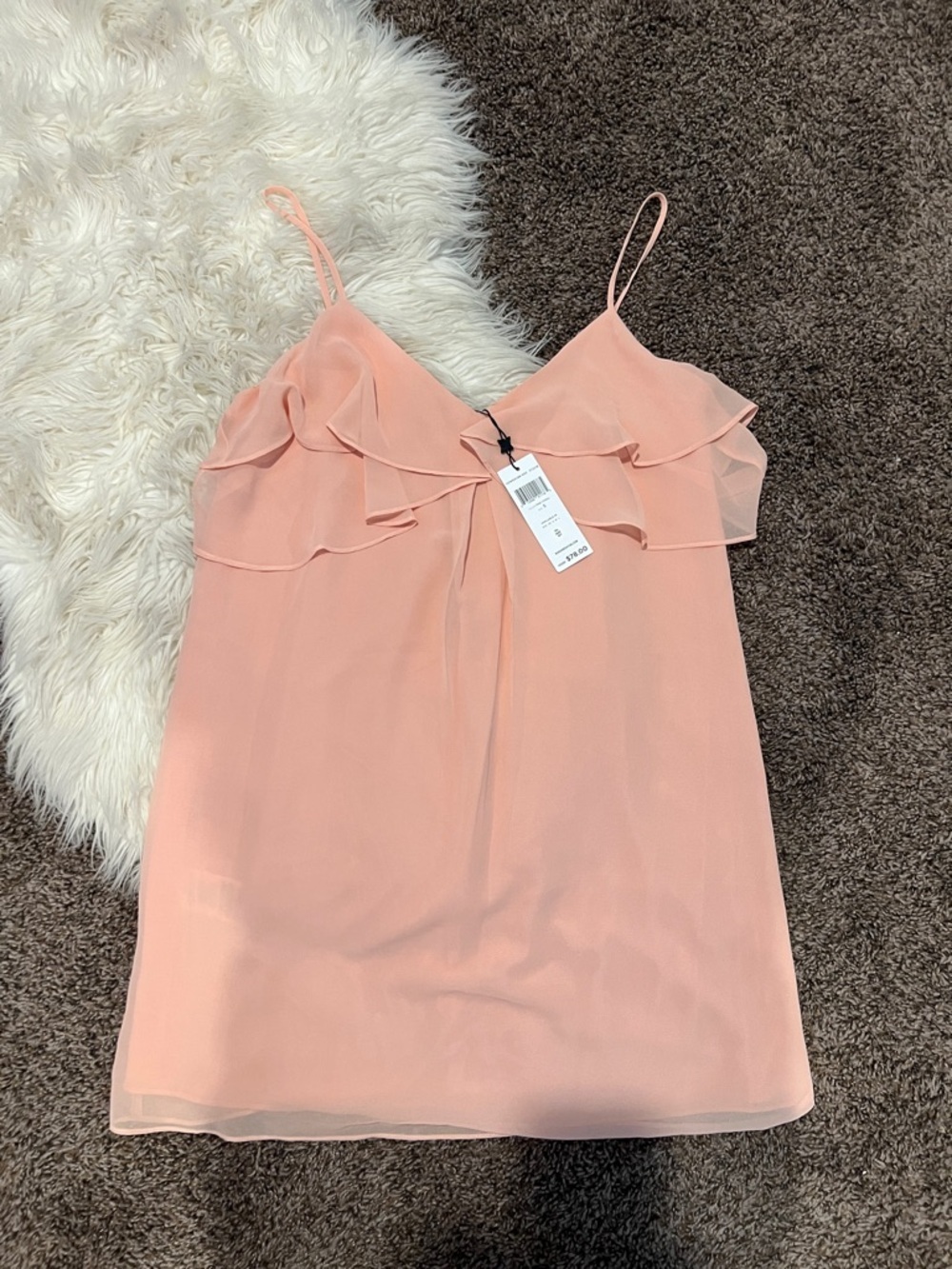 BCBGeneration Peach Ruffle-Front Spaghetti Strap Camisole